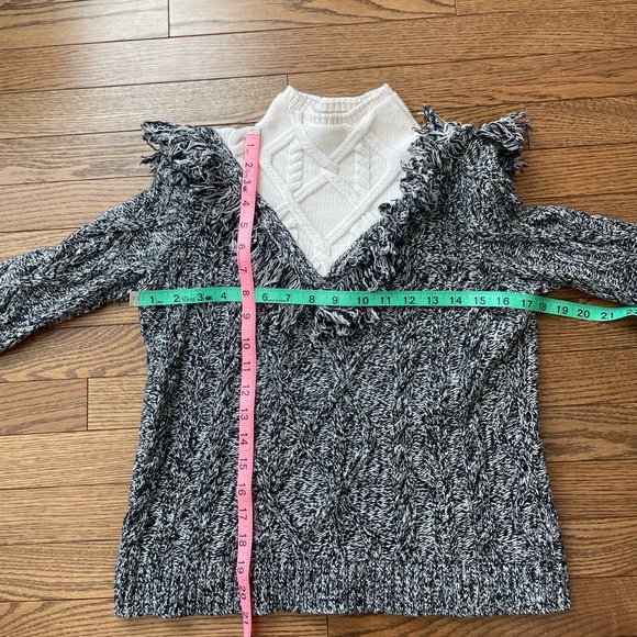 Intermix Deja Fringe Cable Knit Wool Blend Turtleneck Sweater - Picture 16 of 16